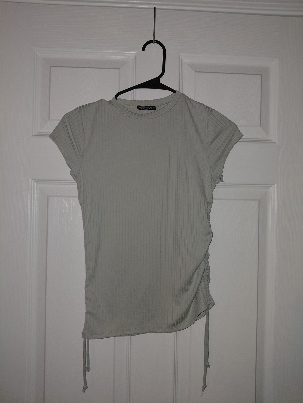Ribbed Side-Tie Tee in Sage